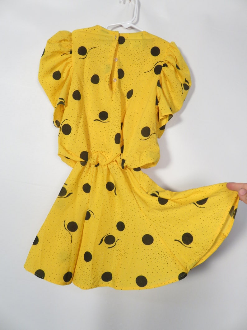 Vintage 80s Kids Yellow Polka Dot Dress Union Made Size 8 image 6