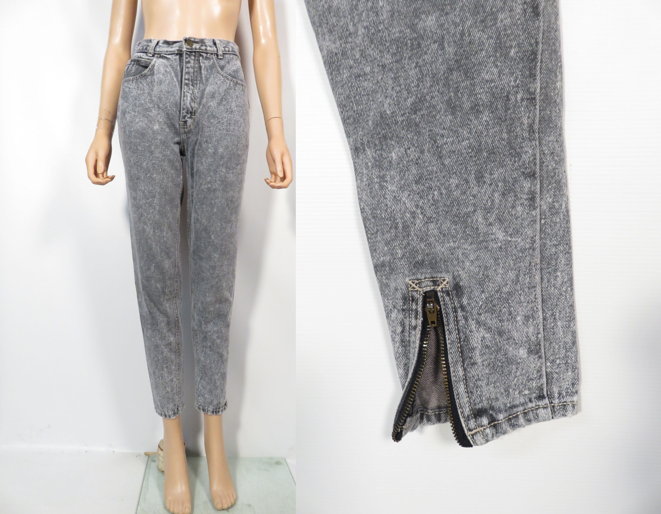 80s Ankle Zip Jeans - Etsy