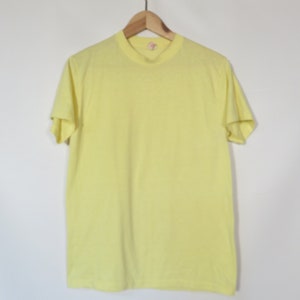 Vintage 70s Super Soft Worn In Pastel Yellow Tshirt Made In USA Size M image 2