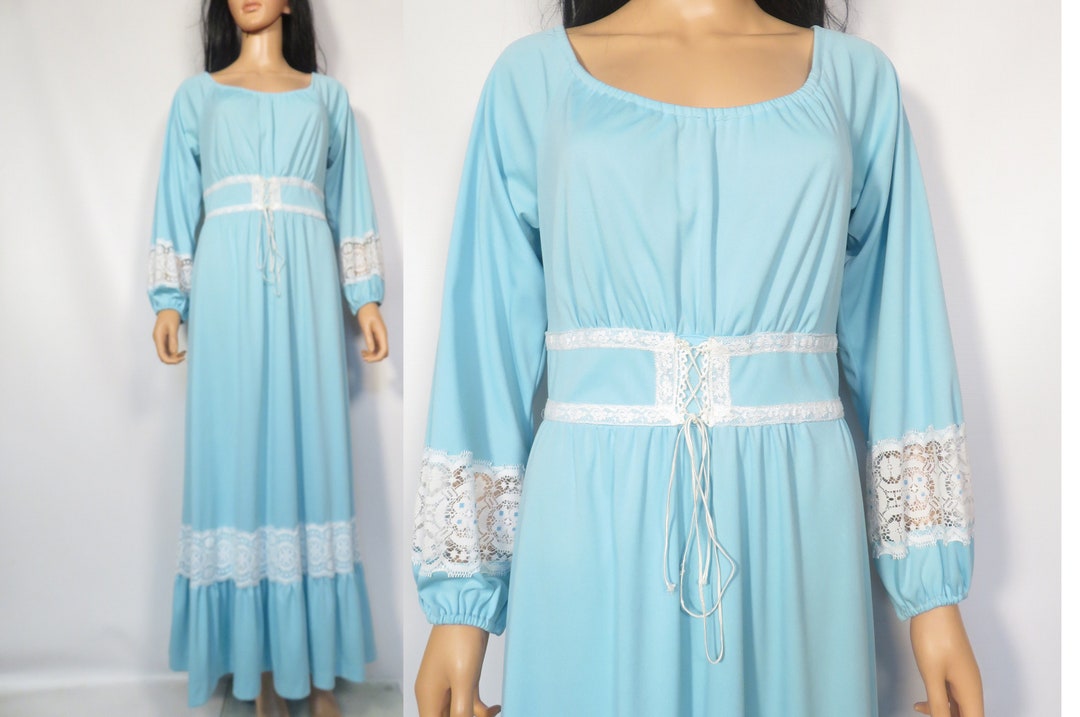 Vintage 70s Pastel Blue Gunne Sax Style Prairie Maxi Dress Size S - Etsy