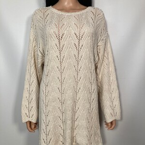 Vintage 90s Deadstock Cozy Ivory Cotton Sweater Dress Made In USA Size Up To L image 2