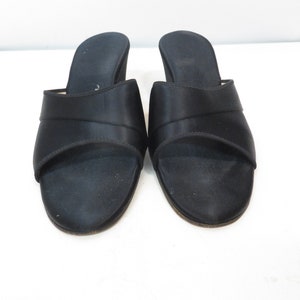 Vintage 50s/60s Black Satin Daniel Green Bed Slippers Size 7.5 image 3