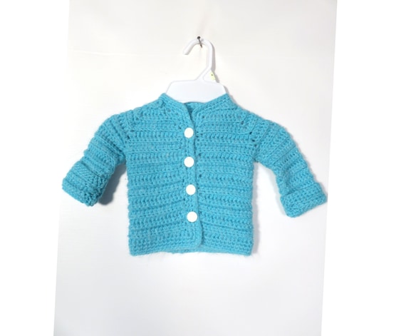 Vintage 70s Kids Hand Knit Super Soft Light Blue … - image 1