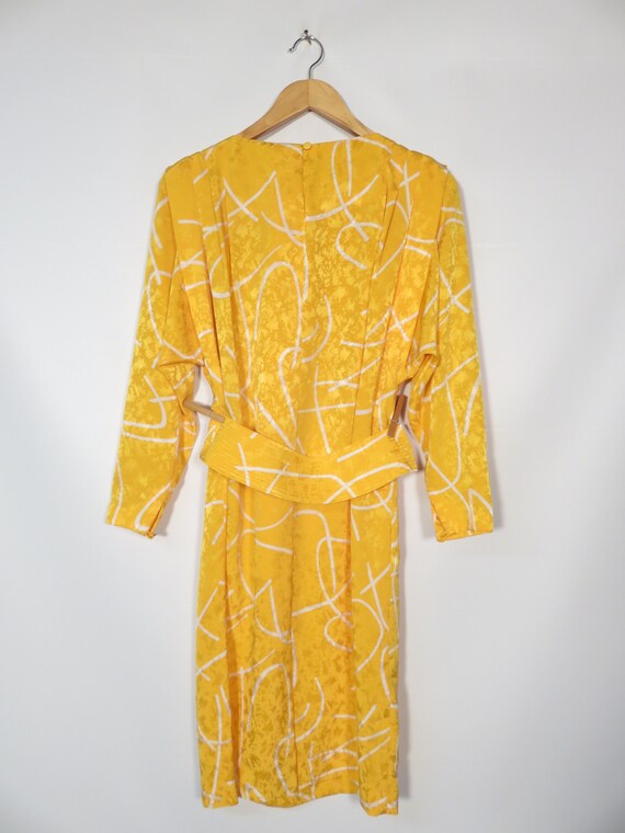 Vintage 80s Lightweight Squiggle Print Dress Size… - image 5