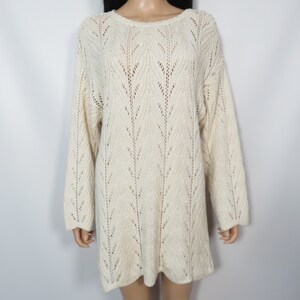 Vintage 90s Deadstock Cozy Ivory Cotton Sweater Dress Made In USA Size Up To L image 8