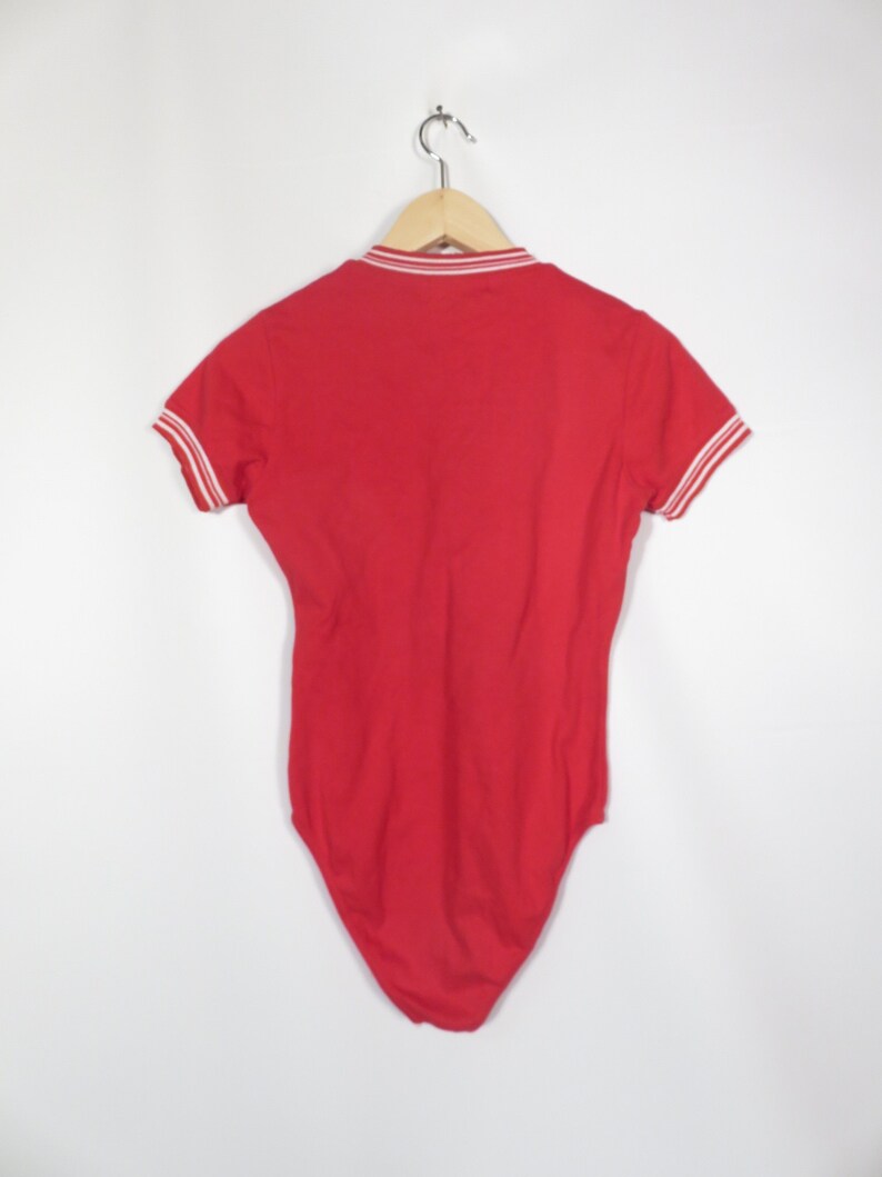 Vintage 90s Red Bodysuit With Zipper Detail Size S image 4