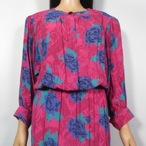 Vintage 80s Rose Print Secretary Dress Size S image 4