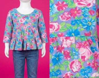 Vintage 90s Baby Floral Ruffle Long Sleeve Tshirt Made In USA Size 18M