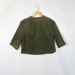 Vintage 60s Olive Green Cropped Corduroy Jacket With Half Sleeves Size M image 5