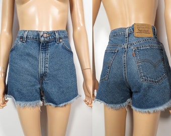 Vintage 90s Levis Denim Cut Off Shorts Made In USA Size 28/29 Waist