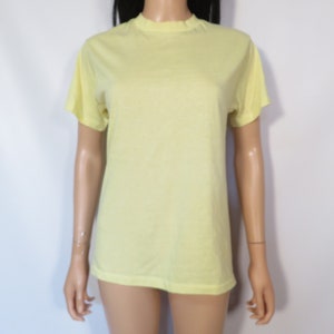 Vintage 70s Super Soft Worn In Pastel Yellow Tshirt Made In USA Size M image 6