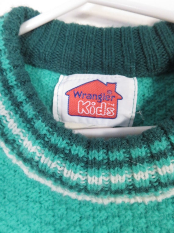 Vintage 70s/80s Wrangler Kids Mint Green Knit Swe… - image 2