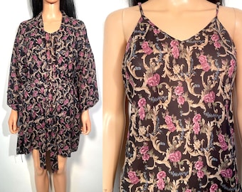 Vintage 90er 2 Teiliges Dessous Set Loungewear Slip Dress And Robe Size M