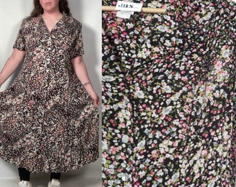 Robe vintage des années 90 boutonnée à fleurs grande taille 20 W