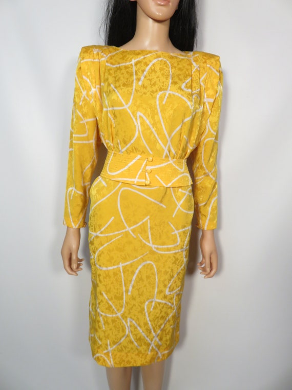 Vintage 80s Lightweight Squiggle Print Dress Size… - image 9