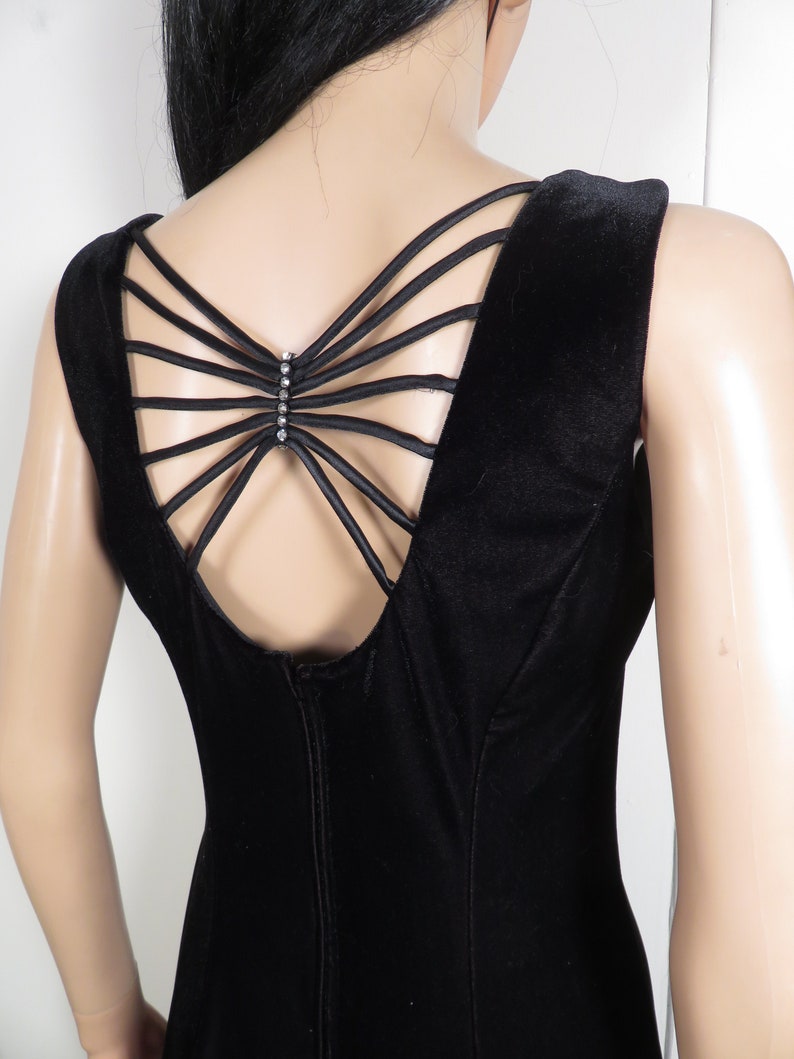 Vintage 90s Velvet Cage Back Mini Dress Size S image 5