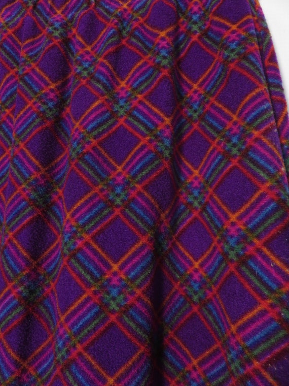 Vintage 70s Rainbow Plaid Fuzzy Purple Skirt Set … - image 5