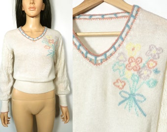 Vintage 70s/80s Spring Bouquet Sweater Size XS/S