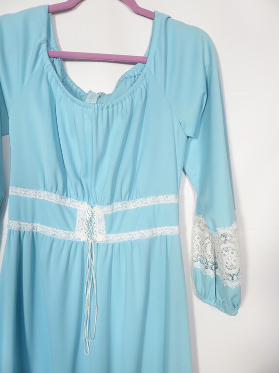 Vintage 70s Pastel Blue Gunne Sax Style Prairie M… - image 3