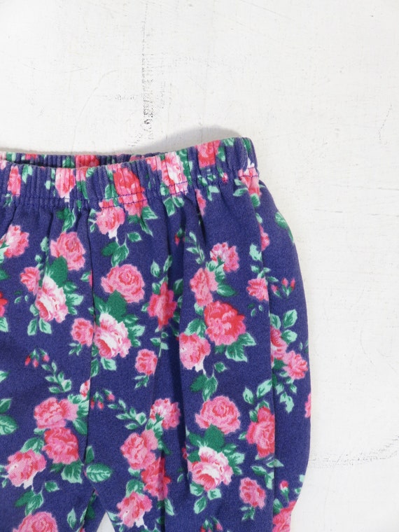 Vintage 80s/90s Girls Floral Sweat Pants Size 9-1… - image 2