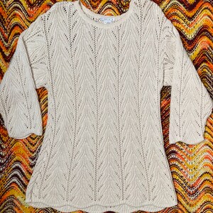 Vintage 90s Deadstock Cozy Ivory Cotton Sweater Dress Made In USA Size Up To L image 3