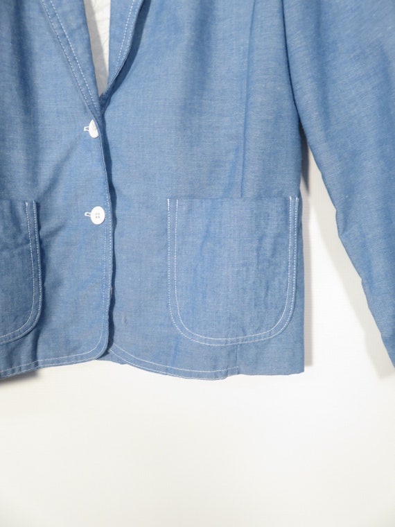 Vintage 70s/80s Chambray Lightweight 2 Button Spr… - image 3