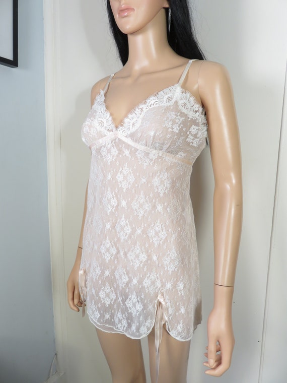 Vintage 90s Lace Babydoll Slip Dress Size M - image 2