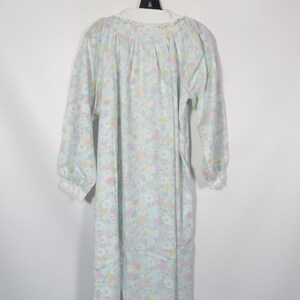 Vintage 80s Pastel Spring Floral Peter Pan Collar Button Front Nightgown Dress Made In USA Size S/M image 5