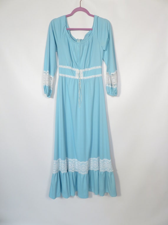 Vintage 70s Pastel Blue Gunne Sax Style Prairie M… - image 2