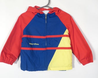 Vintage 80s Kids Fisher Price Color Block Spring Jacket Made In USA Size 24M