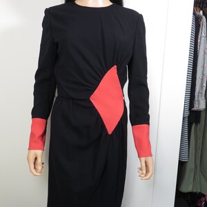 Vintage Valentino Designer 1986 Red Diamond Dress Size S image 5