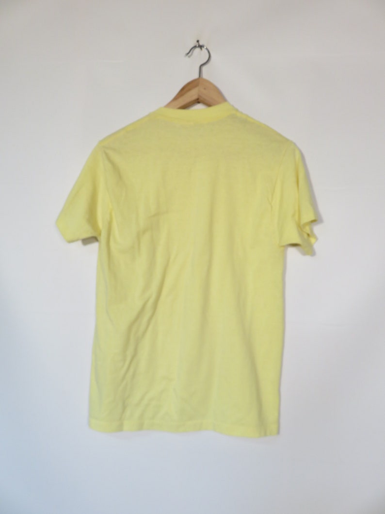 Vintage 70s Super Soft Worn In Pastel Yellow Tshirt Made In USA Size M image 5