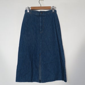 Vintage 70s High Waist Denim Midi Skirt Size XS 25 Waist image 4