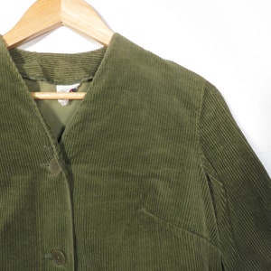 Vintage 60s Olive Green Cropped Corduroy Jacket With Half Sleeves Size M image 3