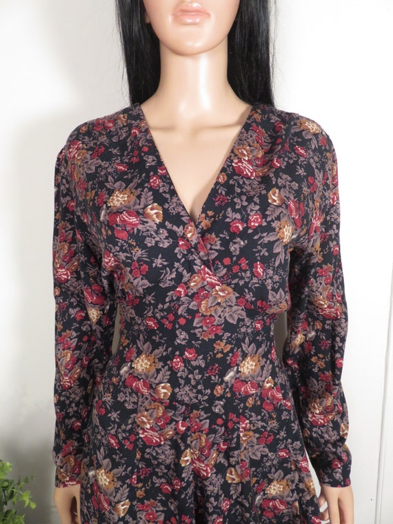 Vintage 90s Floral Long Sleeve Rayon Romper Size M - image 4