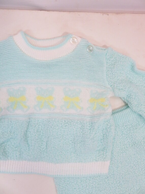 Vintage 70s/80s Baby Teddy Bear 2 Piece Knit Set … - image 3