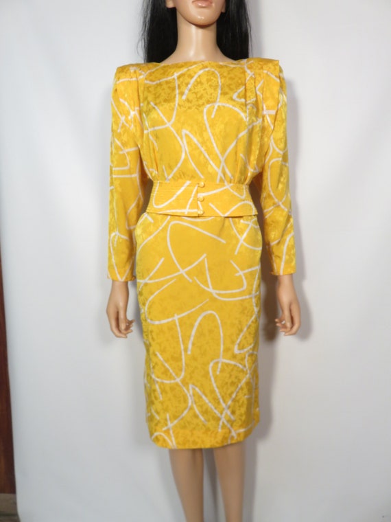 Vintage 80s Lightweight Squiggle Print Dress Size… - image 6