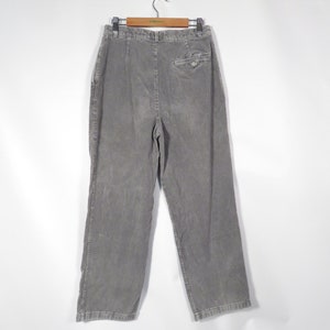 Vintage 90s Calvin Klein High Waist Pleat Front Slate Gray Corduroy Trouser Pants Size 27 x 25 Short image 5