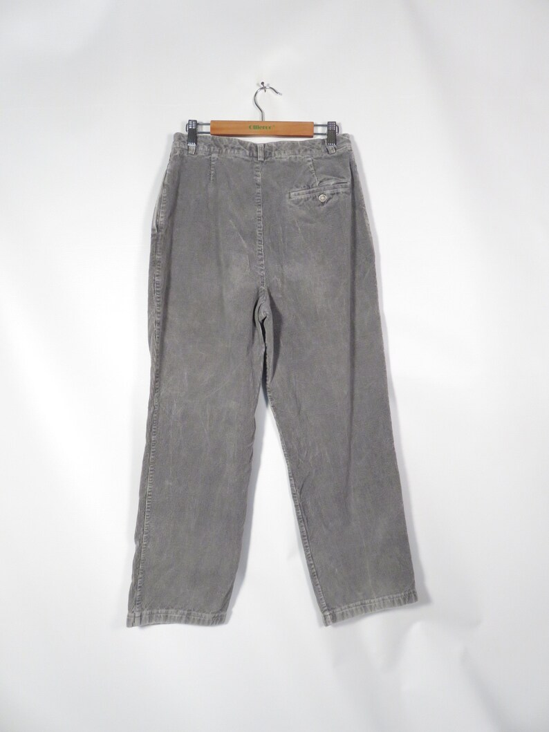 Vintage 90s Calvin Klein High Waist Pleat Front Slate Gray Corduroy Trouser Pants Size 27 x 25 Short image 5