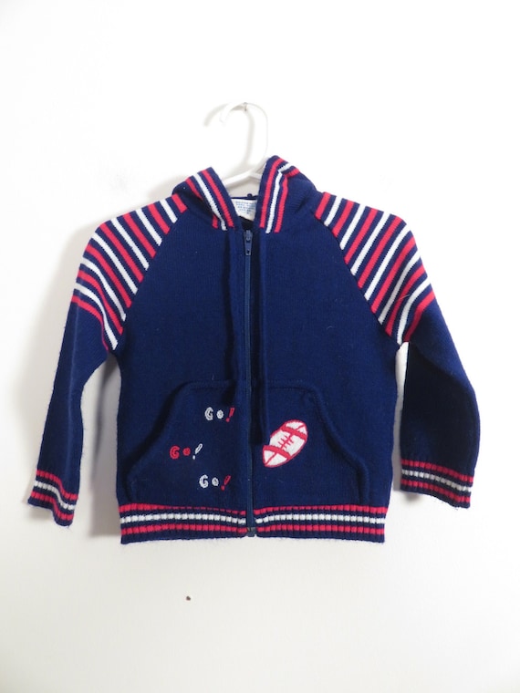 春夏新作 Vintage Blue and White Red Football Embroidered Kids 70s トップス