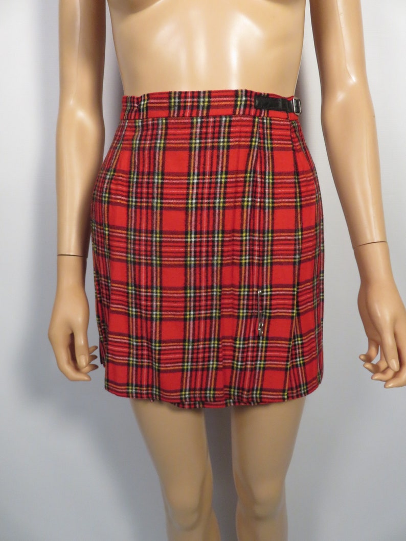 Vintage Xmas Plaid Kilt Wrap Skirt Pleated Mini Skirt Size 24 - Etsy