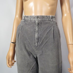 Vintage 90s Calvin Klein High Waist Pleat Front Slate Gray Corduroy Trouser Pants Size 27 x 25 Short image 9