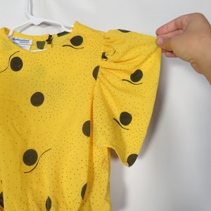 Vintage 80s Kids Yellow Polka Dot Dress Union Made Size 8 image 3