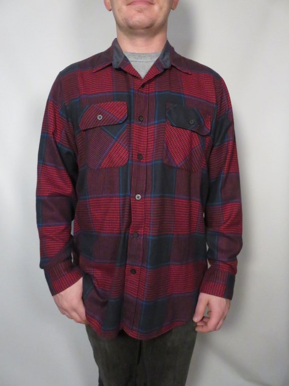 Vintage 80s/90s Plaid Flannel Size L - image 3