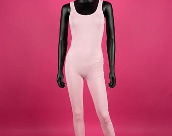 Vintage 1980s Deadstock Pastel Pink Unitard Size One Size Fits Most