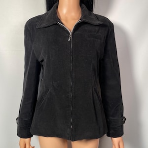 【80s】Euro Vintage Black Corduroy Coat 80s Ruffled Black Corduroy Jacket | S-M - Lucky Vintage