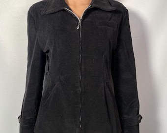 Vintage 80s/90s Black Corduroy Side Buckle Cinch Waist Mid Weight