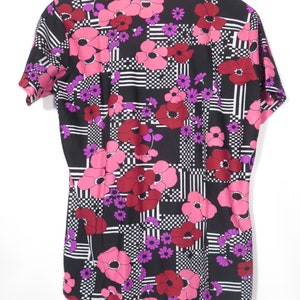 Vintage 60s Flower Power Op Art Poppy Print Nylon Top Size XL image 7