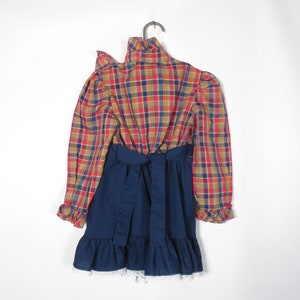 Vintage 70er Mädchen Herbst Ton Frilly Plaid Square Dance Prairie Kleid Made in USA Gr. 4T Bild 8