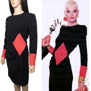 Vintage Valentino Designer 1986 Red Diamond Dress Size S image 1